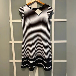 Duffield Lane Women’s Hailey Dress NAVY/WHITE Striped Nautical Cotton/Spandex XS